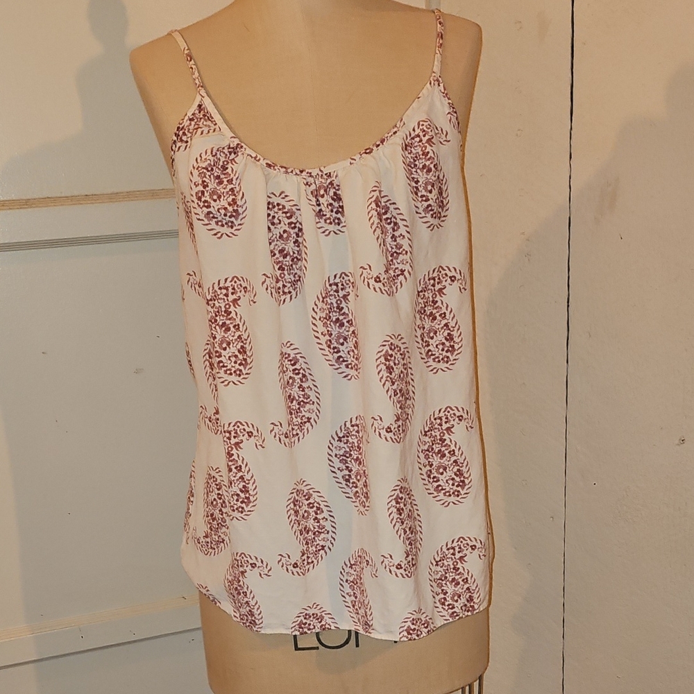 LOFT White and Red Paisley Camisole